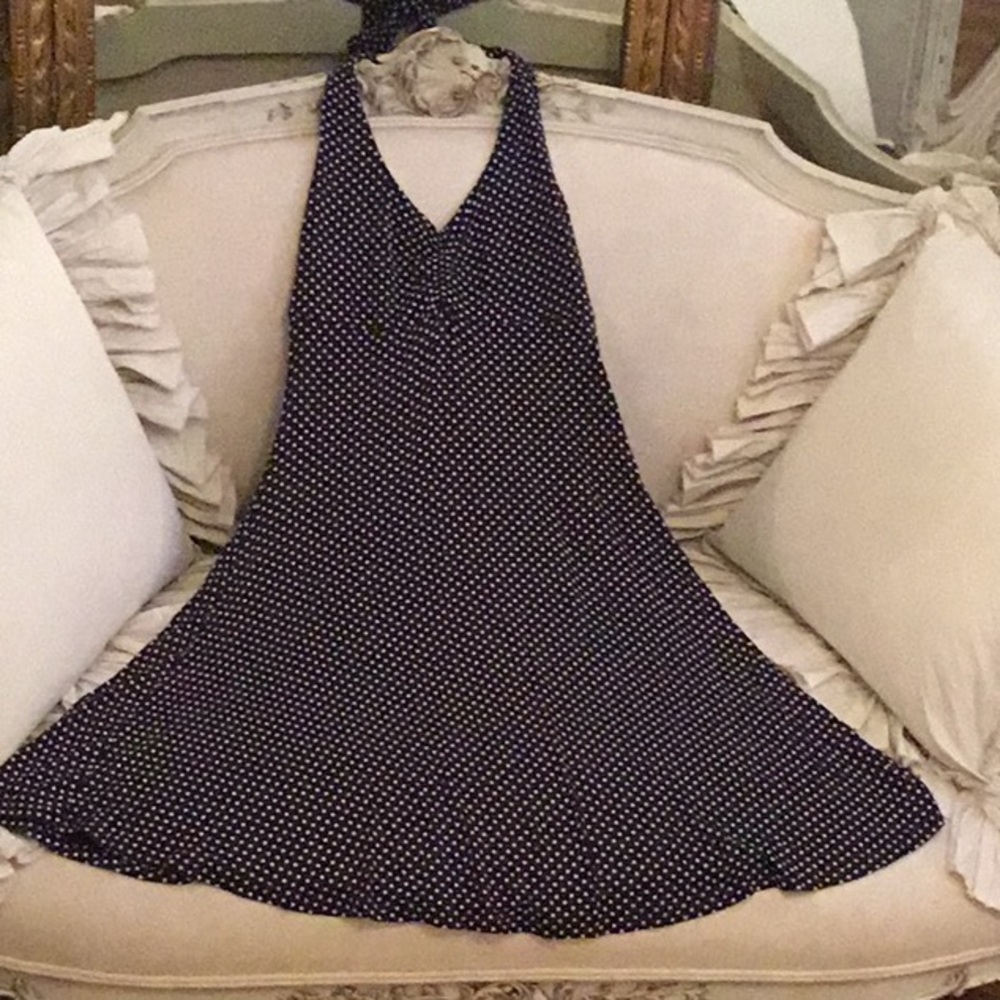 GUESS Polka Dot PINUP Halter Dress Size LARGE